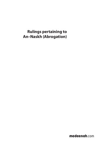 Rulings Pertaining to an-Naskh (Abrogation)