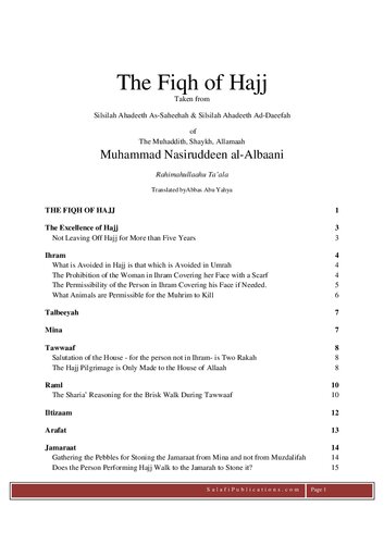 The Fiqh of Hajj