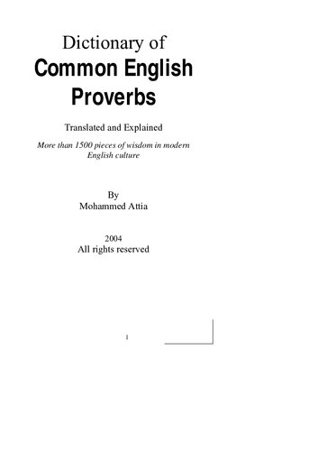 Dictionary of Common English Proverbs