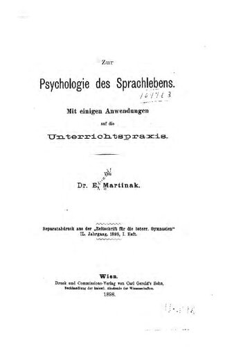 Zur Psychologie des Sprachlebens