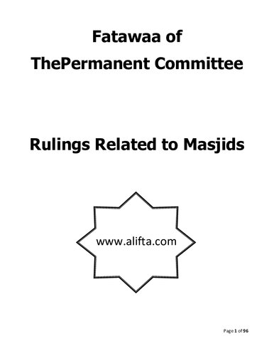 Rulings Related to Masjids, Fatawaa