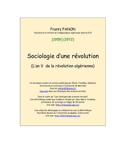 Sociologie d’une révolution (L’an V de la révolution algérienne)