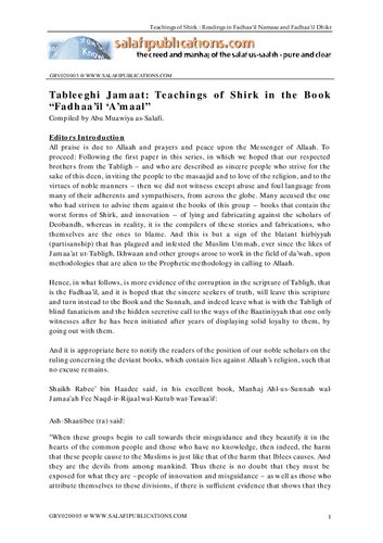 Tableeghi Jamaat Teachings of Shirk (1)