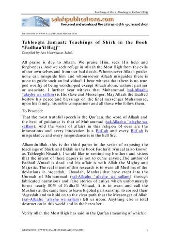 Tableeghi Jamaat Teachings of Shirk (2)