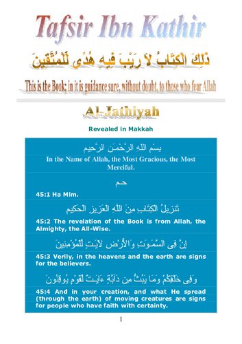 Tafsir Ibn Kathir - Surah Al-Jathiyah