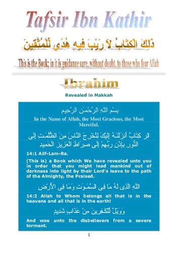 Tafsir Ibn Kathir - Surah Ibrahim