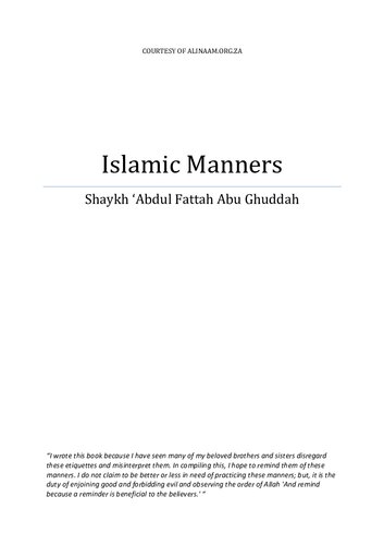 Islamic Manners