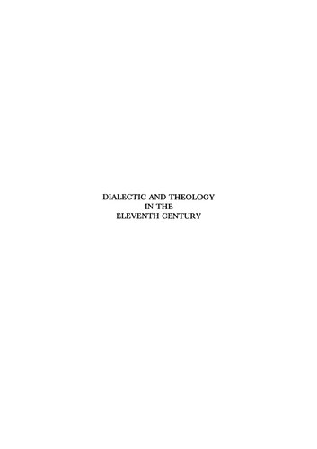 Dialectic and Theology in the Eleventh Century