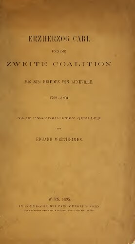 Erzherzog Carl und die Zweite Koalition bis zum Frieden von Lunéville 1798-1802