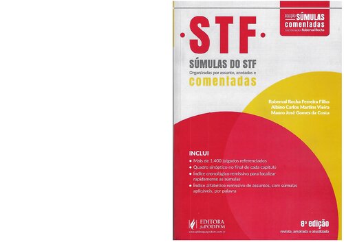 Súmulas Do Stf - Organizadas Por Assunto Anotado E Comentadas - Col. Súmulas Comentadas - 8ª Ed. 2015