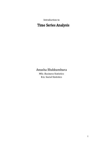 Introduction to Time Series Analysis