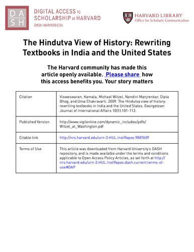 The Hindutva View of History - Rewriting Textbooks in India and the United States