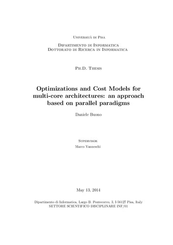 Optimizations and Cost Models for multi-core architectures: an approach based on parallel paradigms