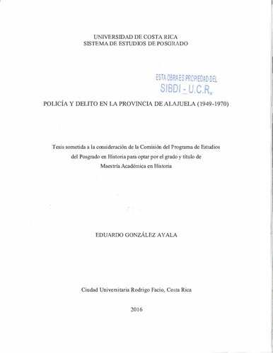 Policía y delito en la provincia de Alajuela (1949-1970)