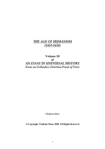The Age of Humanism (1453-1658)