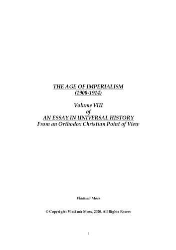 The Age of Imperialism (1900-1914)