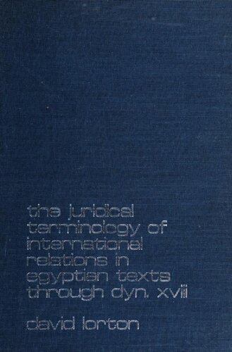 The Juridical Terminology Of International Relations In Egyptian Texts Through Dyn. Xviii