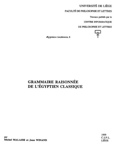 Grammaire raisonnée de l'égyptien classique