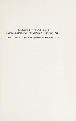 Calculus of variations and partial differential equations of the first order - Part I (1965)