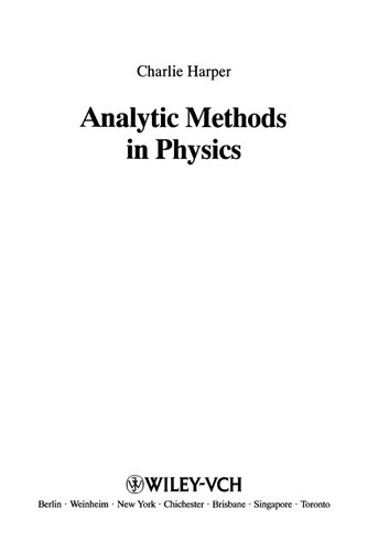 Analytic Methods in Physics