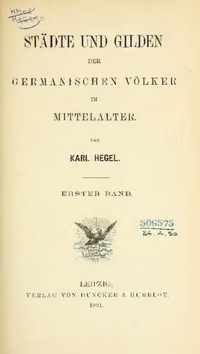 Städte und Gilden der germanischen Völker im Mittelalter