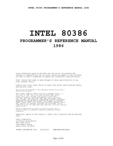 Intel 80386 Programmer's Reference Manual 1986