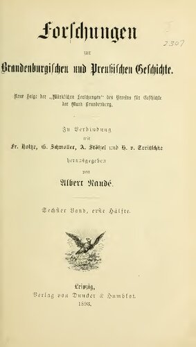 Forschungen zur Brandenburgischen und Preußischen Geschichte (Neue Folge der 