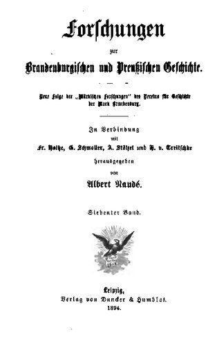 Forschungen zur Brandenburgischen und Preußischen Geschichte (Neue Folge der 