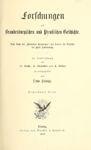 Forschungen zur Brandenburgischen und Preußischen Geschichte (Neue Folge der 