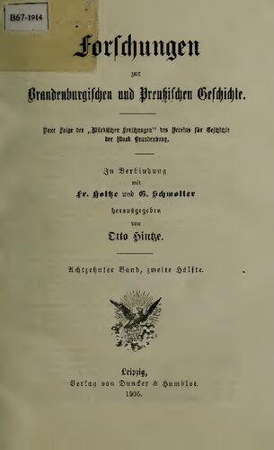 Forschungen zur Brandenburgischen und Preußischen Geschichte (Neue Folge der 