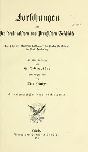 Forschungen zur Brandenburgischen und Preußischen Geschichte (Neue Folge der 