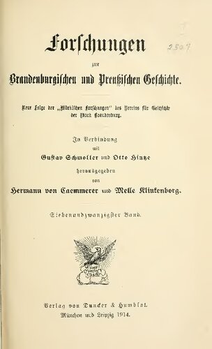 Forschungen zur Brandenburgischen und Preußischen Geschichte (Neue Folge der 