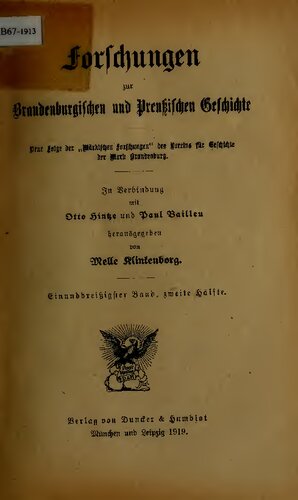 Forschungen zur Brandenburgischen und Preußischen Geschichte (Neue Folge der 