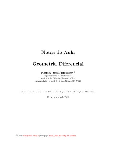 Notas de Aula Geometria Diferencial