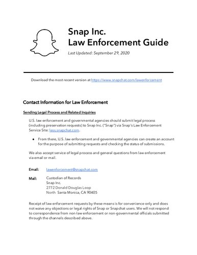 Snapchat Law Enforcement Guide