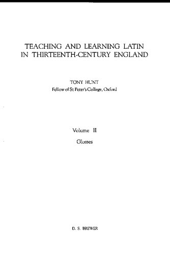 Teaching and Learning Latin in Thirteenth-Century England