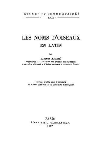 Les noms d'oiseaux en latin