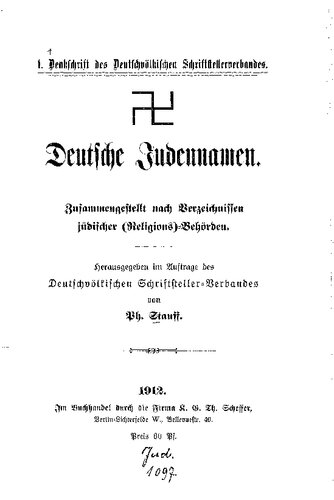 Stauff, Philipp - Deutsche Judennamen (1912, 68 S., Scan, Fraktur)