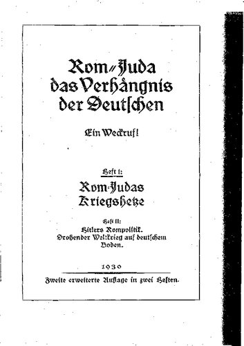 Wellinghusen, Lena - Rom-Judas Kriegshetze (1930, 16 S., Scan, Fraktur)