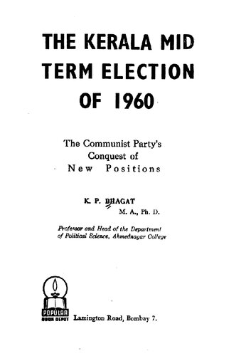 The Kerala mid term election of 1960; the Communist Party's conquest of new positions.