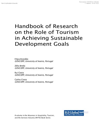 Handbook of Research on the Role of Tourism in Achieving Sustainable Development Goals