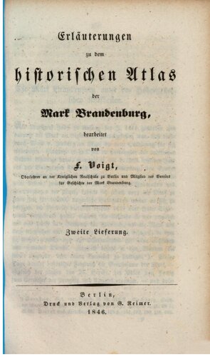 Erläuterungen zu dem historischen Atlas der Mark Brandenburg