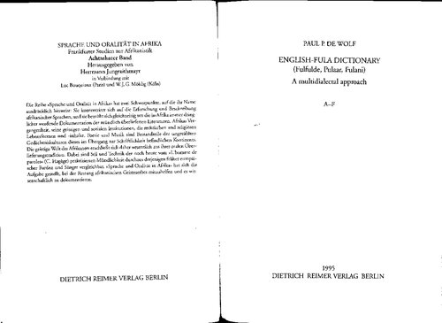 English-Fula dictionary (Fulfulde, Pulaar, Fulani): a multidialectal approach