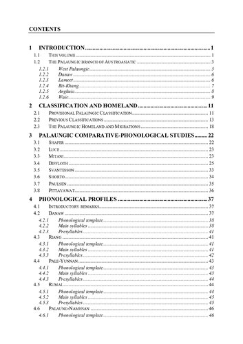 The Palaungic Languages: Classification, Reconstruction and Comparative Lexicon