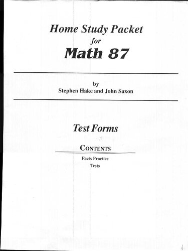 Math 87: An Incremental Development (Facts Practice Test Forms)