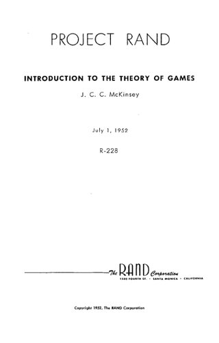 Introduction to the theory of games