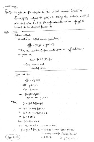 GATE 2014 Numerical Analysis