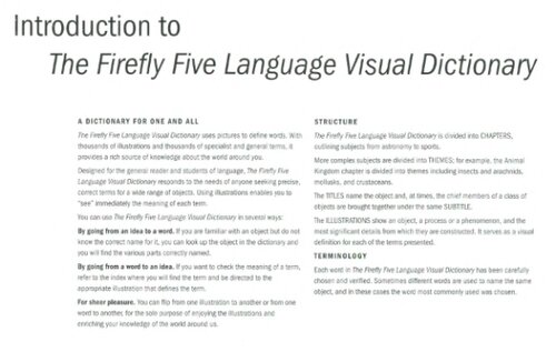 The Firefly Five Language Visual Dictionary: English, Spanish, French, German, Italian