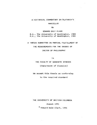 A historical commentary on Plutarch's Marcellus