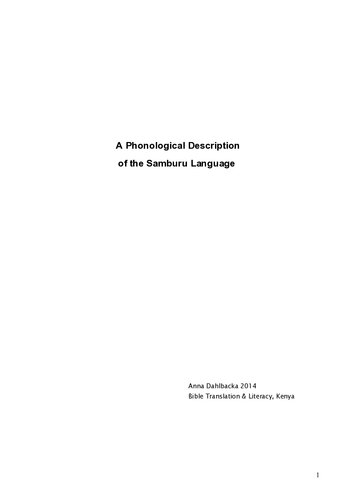 A Phonological Description of the Samburu Language